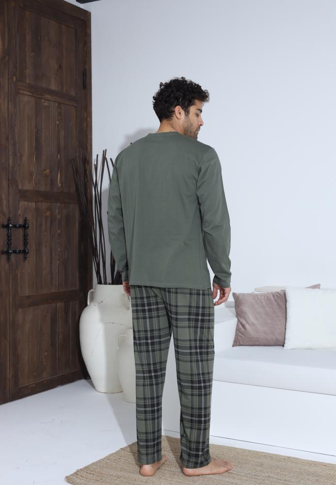 Pijama Barbati ,Maneca si Pantaloni Lungi,Culoare Verde,Engros